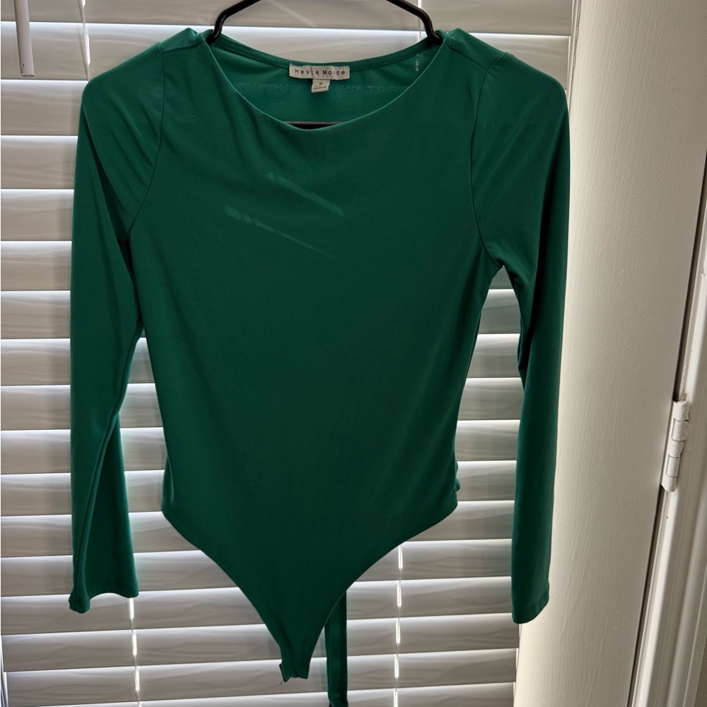 Haute Monde Teal Long Sleeve Bodysuit